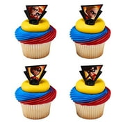 Angle View: 24 count Incredibles 2 Dynamic Cupcake Rings Cake Toppers Birthday Party Favors