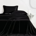 thumbnail image 4 of LINENWALAS Queen Size 4 Piece Bedding Sheet Set – Viscose from Bamboo Silk Sheets, Breathable & Cooling Bed Sheet – Hotel Luxury, Soft, Deep Pocket Anti Pilling Sheets (Jet Black, Queen), 4 of 9