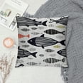 thumbnail image 2 of Fish Throw Pillow Cushion Cover, Minimalist Fish with Pared Down Dots and Stripped Lines Sea Animal Image, Decorative Square Accent Pillow Case", Black White, 2 of 5