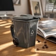 thumbnail image 4 of Grey Trash Can Shaped Coffee Mug, Ceramic Coffee Mug with Lid, Funny Coffee Mug, Gag Gift, Funny Desk Decor, 5X2.5X4.5 Inch Quirky Cup with Handle, Ideal for Daily Hot Beverages, 4 of 8