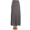 thumbnail image 3 of Women's Casual Foldable Waist Comfy Loose Fit Solid Maxi Skirt, 3 of 4