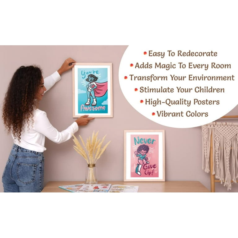 Throwback Traits Black Girl Wall Art for Little Girl Room Decor - Girls Wall Art - Set of 4, Size 11x17