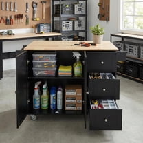 Homy Casa Rolling Garage Storage Cabinet with Solid Wood Top, Drawers and Locking Wheels