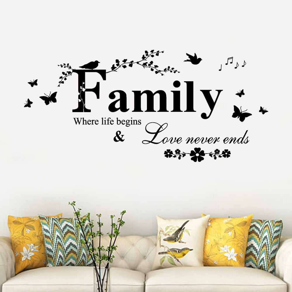 Wall stickers family love begins and never ends Art Vinyl Decor Home Kids decal 