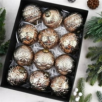 12 PCS Vintage Christmas Ball Ornaments, 3.14" Farmhouse Style Distressed Metal Finish Baubles, Rustic Holiday Tree Decorations with Vintage Finish for Christmas Home Decor