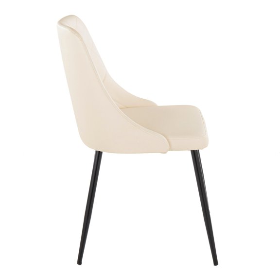 Silver Orchid Arvika Chair with Tapered Metal Legs (Set of 2) Cream Faux Leather/Black Metal