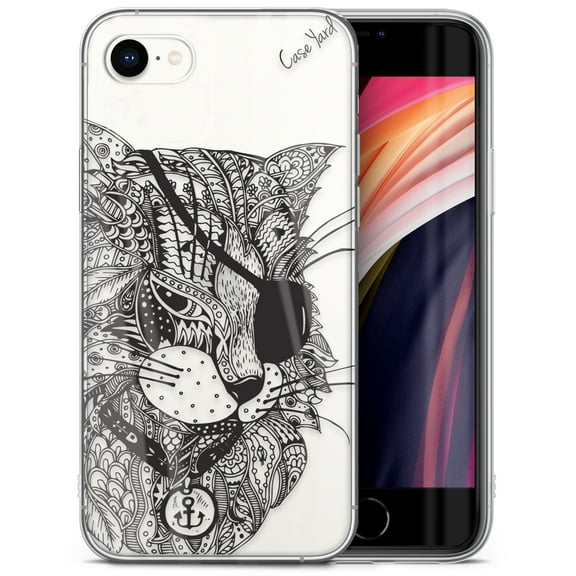 Case Yard iPhone-SE Case Clear Soft & Flexible TPU Ultra Low Profile Slim Fit Thin Shockproof Transparent Bumper Protective Cover Drop Protective Cell Phone Cases (Bad Cat)