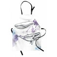 thumbnail image 1 of Whale Apron Grunge Ocean Mammals with Paintbrush Effects and Brushstroke Murky Artwork, Unisex Kitchen Bib Apron with Adjustable Neck for Cooking Baking Gardening, Lavender Grey Blue, by Ambesonne, 1 of 3