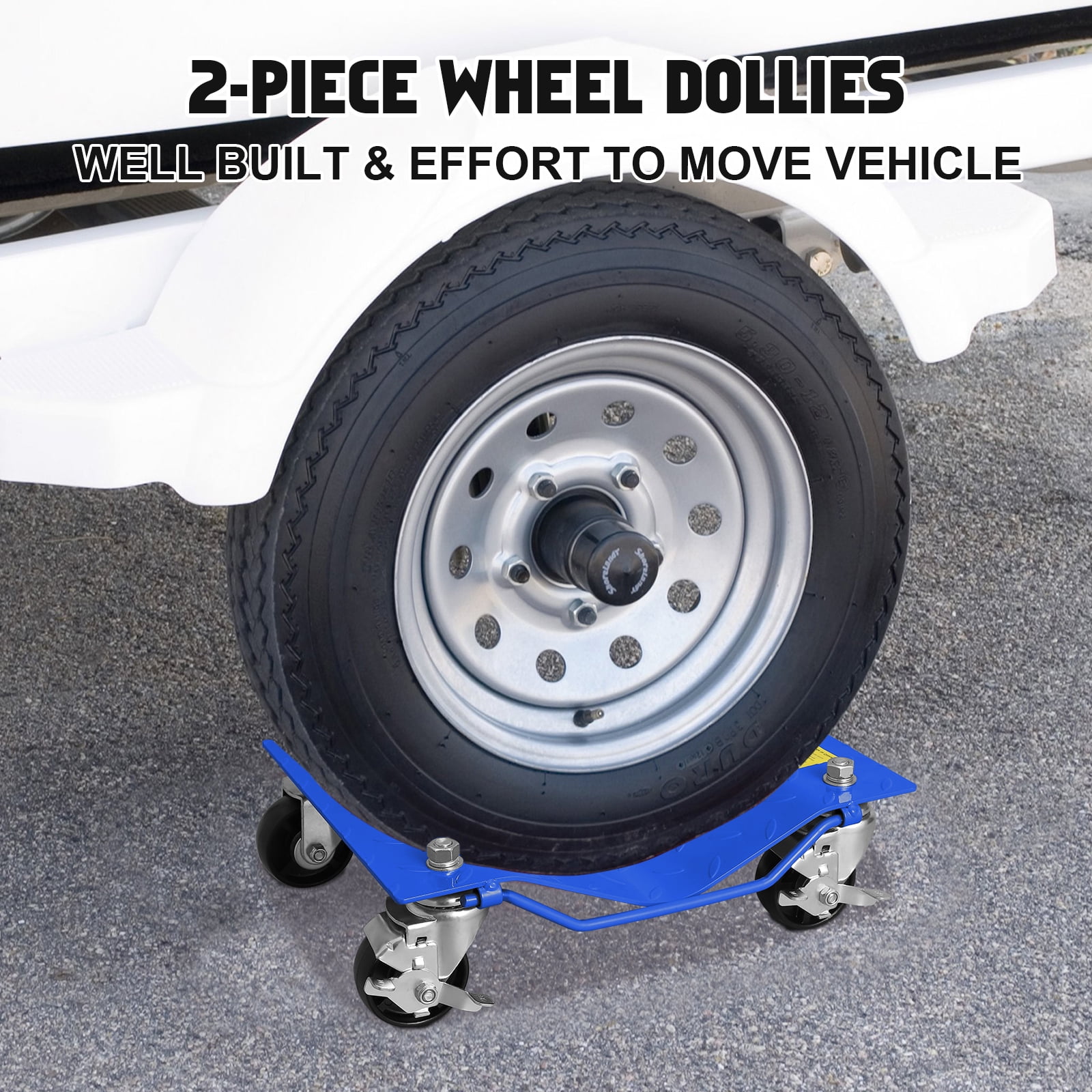 Shininglove 4-Pack Wheel Dolly Set – 1500LBS Capacity per Dolly, 360° Swivel Casters with Locking Brakes, Car Positioning Skates for Garage, Auto Shop, & Vehicle Storage(Blue)