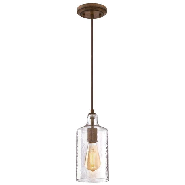Mini Pendant Barnwood Finish with Clear Textured Glass