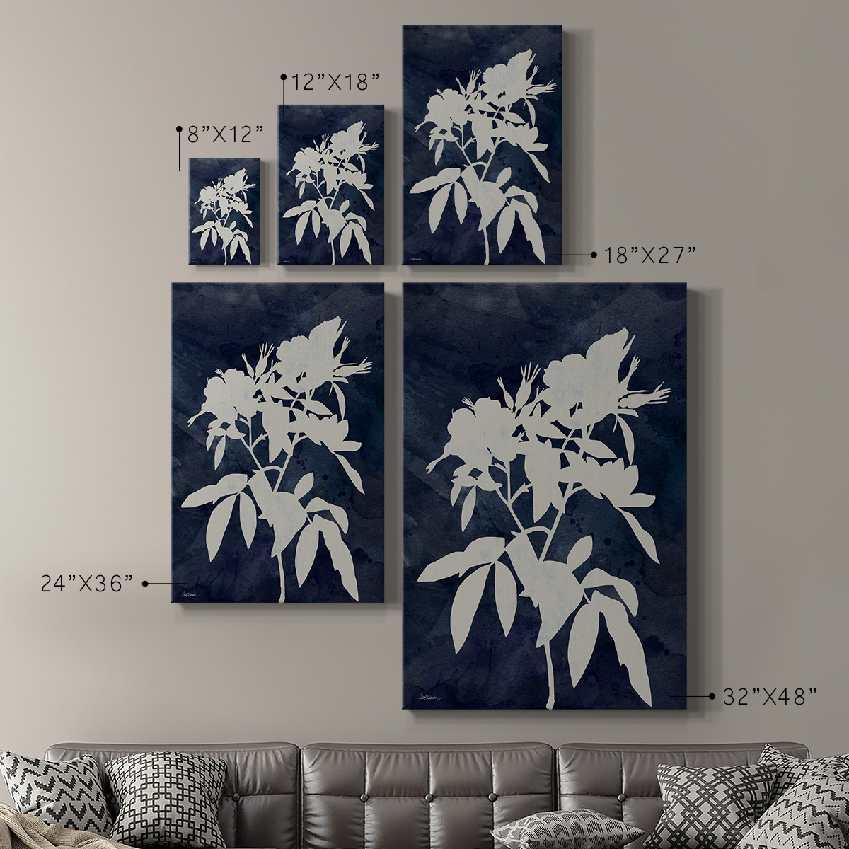 Indigo Botanical I Revisited Premium Gallery Wrapped Canvas - Ready to Hang