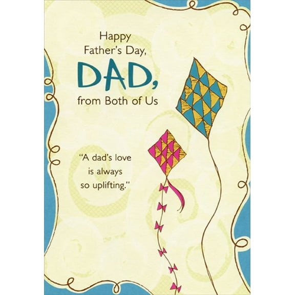 Designer Greetings Blue and Pink Triangle Patterned Kites: Dad Father's Day Card from Both of Us