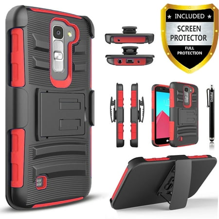 LG Phoenix 2 Case, LG K7 Case, LG Treasure Case, LG Tribute 5 Case, Dual Layers [Combo Holster] Case And Built-In Kickstand with [HD Screen Protector] And Circlemalls Stylus Pen