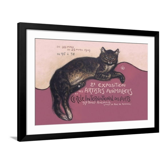 Art.com Exposition des Artistes Animaliers Art Print by Th?ophile Alexandre Steinlen, Black Frame Wall Art, 44" x 32"