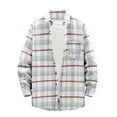 thumbnail image 2 of Jinhomg Button Up Shirt For Men Long Sleeve Plaid Shirt Jacket Casual Lightweight Cotton Shirts Coats With Pocket White,XXXL, 2 of 6