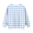 thumbnail image 7 of FAIOROI Little Girls 5T Blue Gingham Sweatshirt - Soft Stretchy Pullover with Kangaroo Pocket, Wrinkle-Resistant for School & Play, 7 of 7