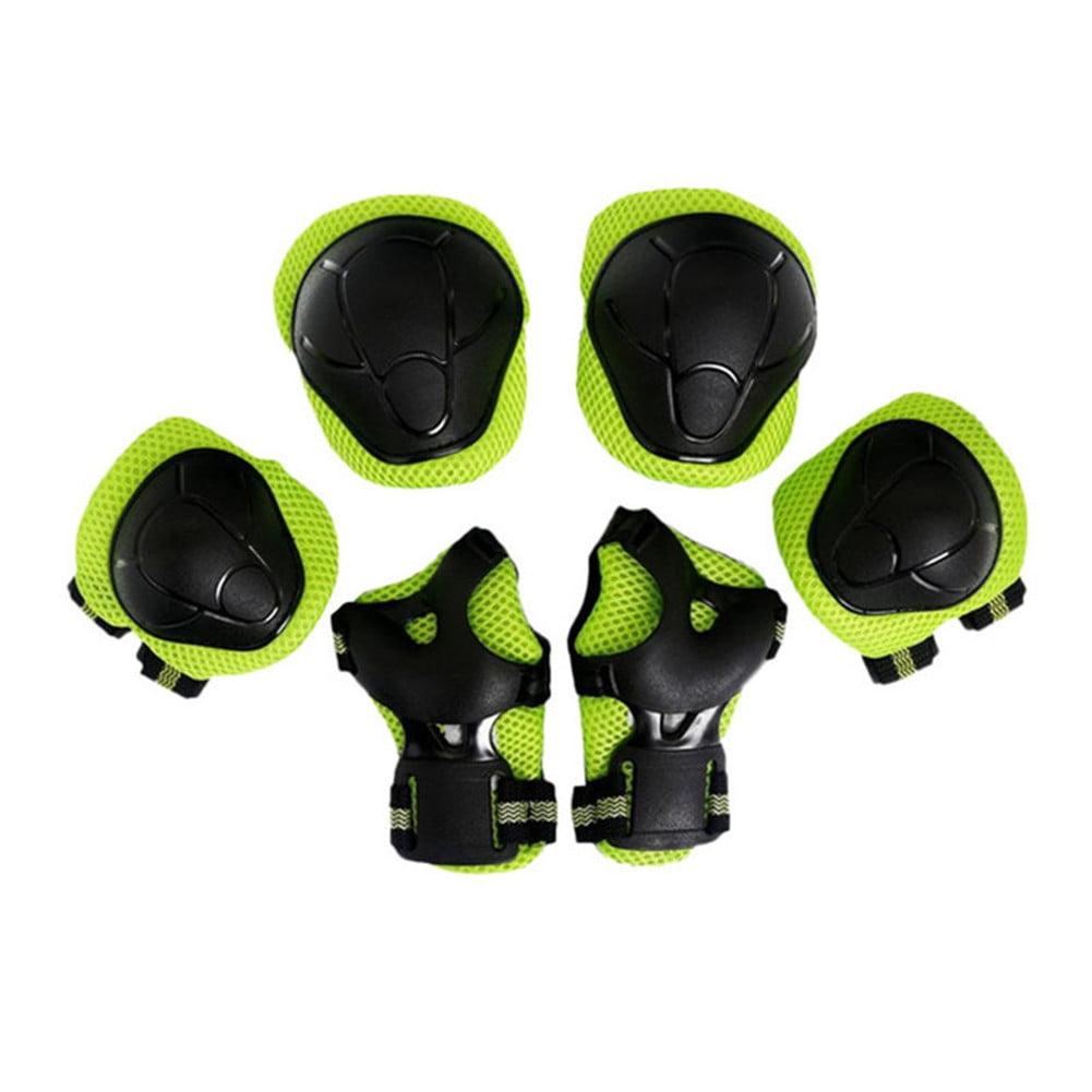 6Pc Protective Gear Pads Knee Elbow Wrist for Roller Skating Bike Skateboard 