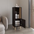 thumbnail image 3 of 47" High One Door Cabinet With Two Open Shelves - Dark Oak. Compact 47.2" H X 16.5" W 13.8" D For Areas. And Stable Construction. Stylish Look Clean Lines. Ideal Various Rooms. Display, Closed, 3 of 5