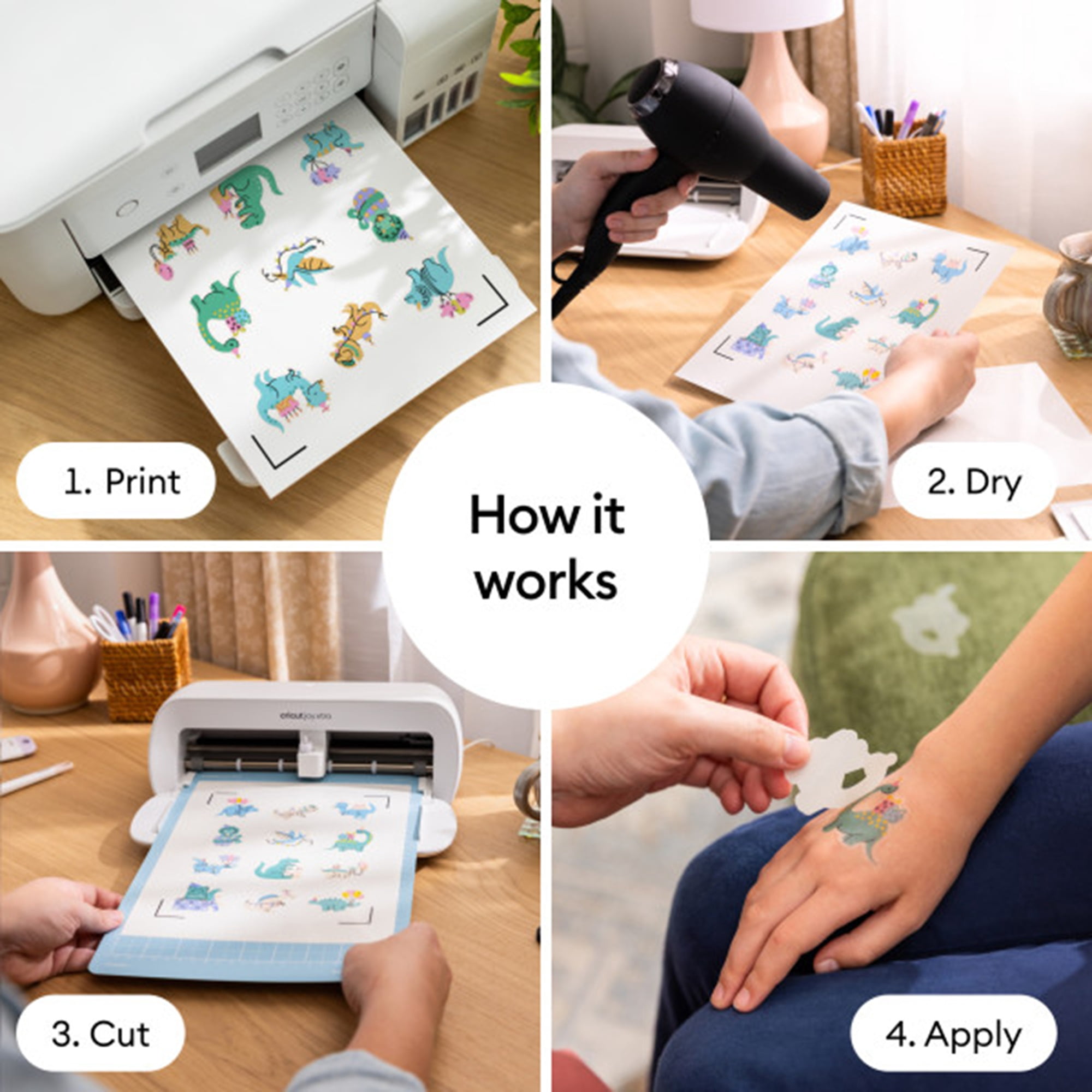 Cricut Printable Tattoo Transfer Paper, 8.5 X 11 (6), 8.5" x 11",Transparent