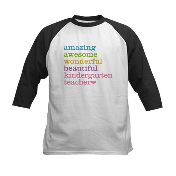 CafePress - Kindergarten Teacher Baseball Jersey - Kids Cotton Baseball Jersey, 3/4 Sleeve Shirt