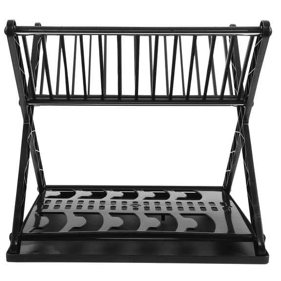 WHAMVOX Black Dish Drying Rack with Tray for Kitchen Sink Made of PP and Stainless Steel Stable