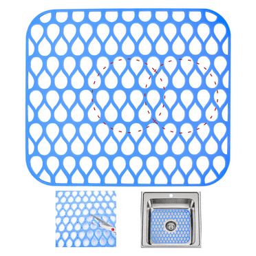 2 Pack Sink Protectors for Kitchen Sink, Non-slip Silicone Sink Mats with 2 Reserved Holes, 13.4''x 11.6''