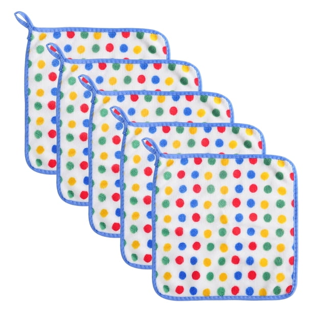 5 paños de cocina de terciopelo coral con lunares arcoíris, supersuaves y absorbentes, de microfibra, para secar las manos en la cocina y la vajilla.