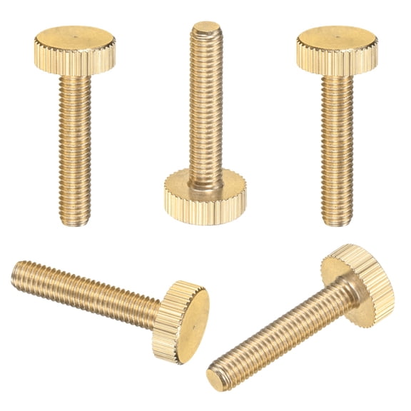Uxcell 5-Pack Knurled Thumb Screws, M5x25mm Solid Brass Flat Head Knobs Bolts