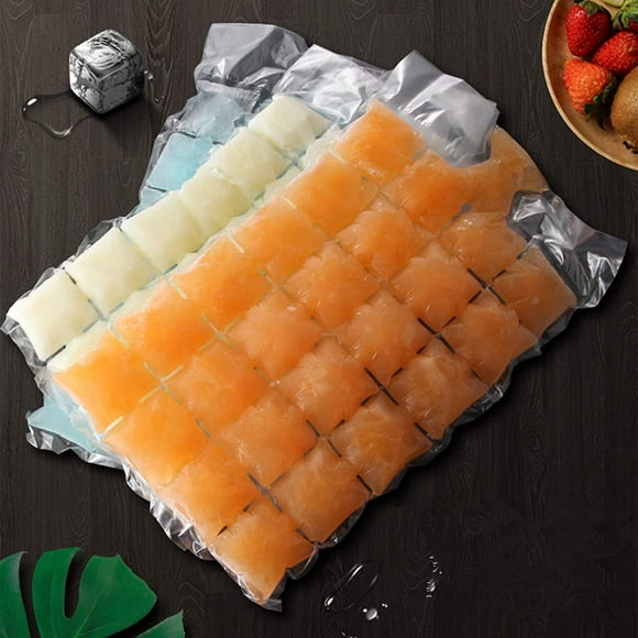 Disposable Ice Cube Bag 100 Pack (2400 Ice Cubes),Ice Cube Mold Trays, Ice Cube Trays,Self-Seal Freezing Maker, With silicone funnel (White-100Pcs)
