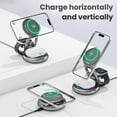 thumbnail image 3 of 3-in-1 Magnetic Wireless Charger With Dynamic LED Lighting, 15W Fast Charging For IPhone Samsung AirPods, Adjustable 360° Foldable Design & Smart Safety Protection, 3 of 7
