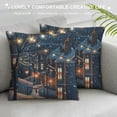 thumbnail image 3 of Orinice Snowman Snowy Town Lights Graphic Decorative Cushion Throw Pillow Cover Winter Pillow Case 1PC 18x18in, 3 of 5
