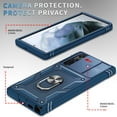 thumbnail image 4 of Design for Samsung Galaxy S25 Ultra Heavy Duty Phone Case with Camera Lens Sliding Cover Ring Holder Kickstand - Shockproof Armor Military Grade Bumper Protective Case for Women Men, Navyblue, 4 of 11