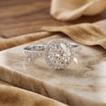 thumbnail image 6 of Rosec Jewels Lab Created Diamond Halo Engagement Ring 3 Carat - IGI Certified - E-VS1 Quality - with Jewelry Box, 925 Sterling Silver, US 4.00, 6 of 8
