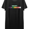 thumbnail image 2 of Minecraft Character Face Pixel Art Crew Neck Short Sleeve Women's Black T-shirt Dress-Large, 2 of 4