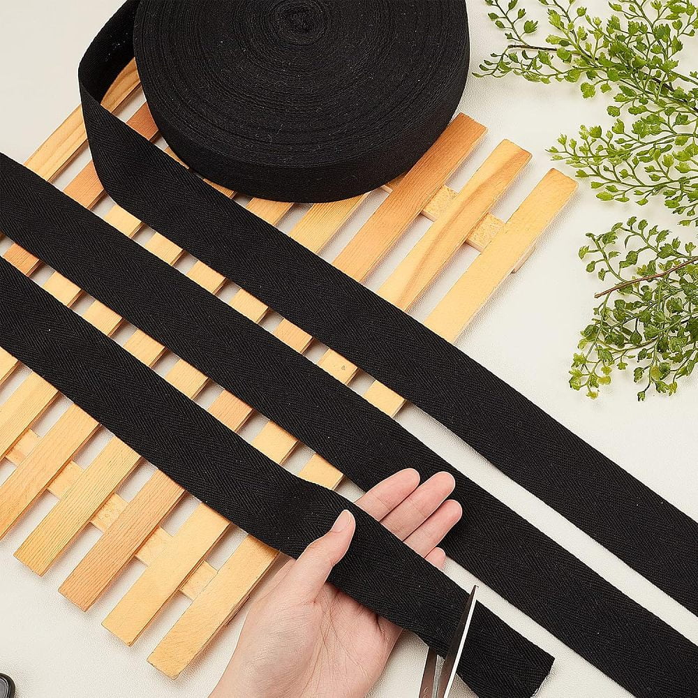 Cotton Cotton Twill Tape Ribbons Herringbone Ribbons for for Home Decoration Wrapping Gifts & DIY Crafts Decorative Black 40mm DIY