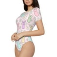 thumbnail image 2 of Naloa Colorful Bunny Women's Short-Sleeved Onesie, One-Piece Swimsuit for Parties, dates, clubs - Small, 2 of 9
