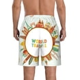 thumbnail image 3 of Bixox Men's World Travel3 printing Casual Classic Fit Short Summer Beach Shorts, 3 of 6