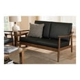 thumbnail image 2 of Baxton Studio Venza Mid-Century Modern Walnut Wood Black Faux Leather 2-Seater Loveseat, 2 of 19