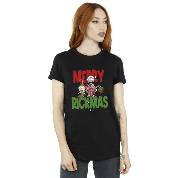 Rick And Morty T-Shirt Boyfriend en Coton pour Femmes Merry Rickmas