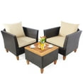 thumbnail image 2 of Gymax 3PCS Patio Furniture Set Conversation Bistro Set w/ Acacia Wood & Cushions Beige, 2 of 10
