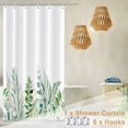 thumbnail image 6 of Botanical Stall Shower Curtain, Watercolor Green Leaves Plants Floral Small Dorm Bathroom Curtain, Spring Natural Grove Narrow Shower Curtain for Bathroom Set with 6 Hooks, 36Wx72L, 6 of 6