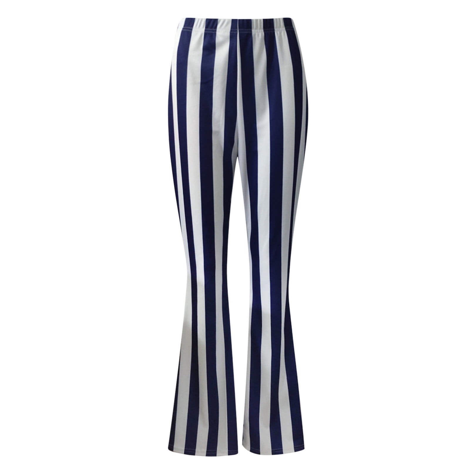 Bravetoshop-Women Pants Bell Bottoms High Waist Stretch Vertical Stripe Flare Trousers 