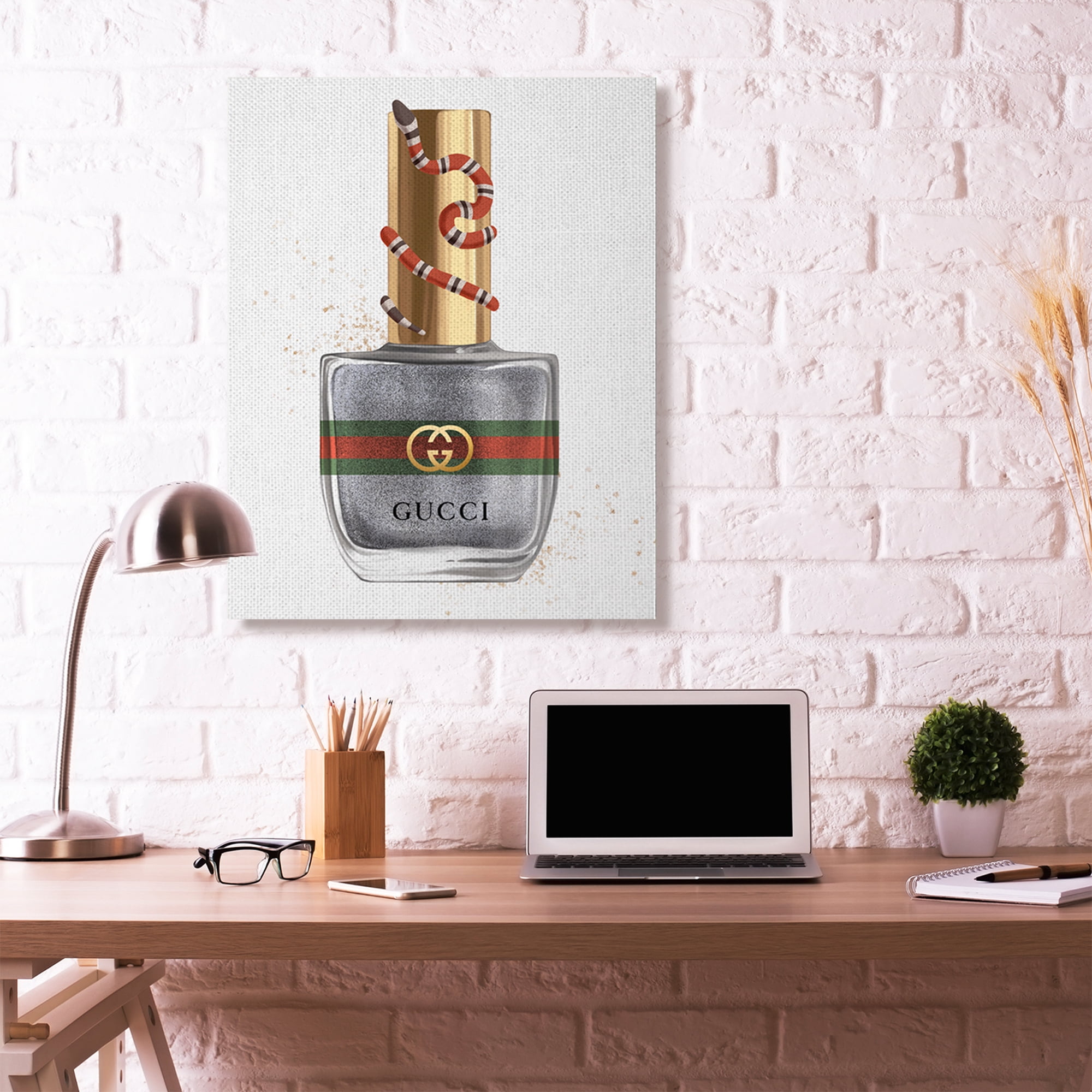 Stupell Industries Makeup Nail Polish Black Gold Snake Fashion Design Canvas Wall Art by Ziwei Li