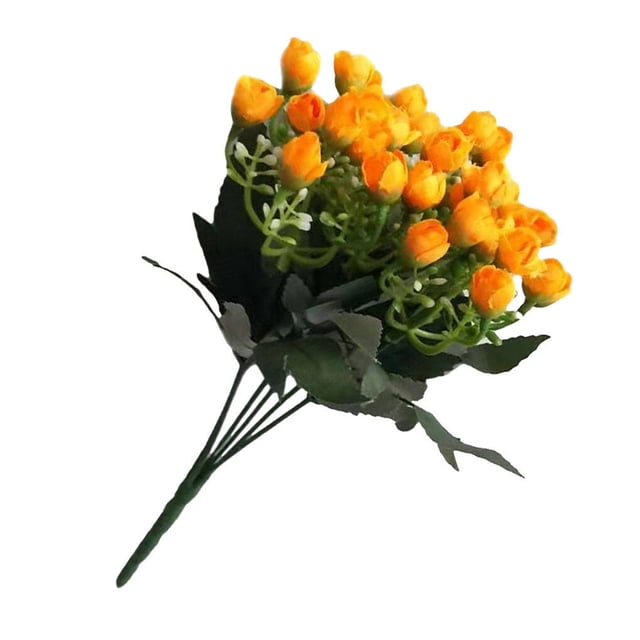 facefd 2pcs Artificial Rose Bouquet Simulation Floral Decor Home Office Plastic artificial Rose Flower, Gold