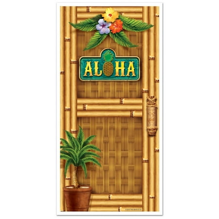 Party Central Club Pack of 12 Brown and Green Tropical Luau Themed ALOHA Door Cover Party Decors