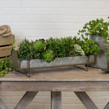 American Mercantile Metal Chicken Feeder Trough Garden Planter