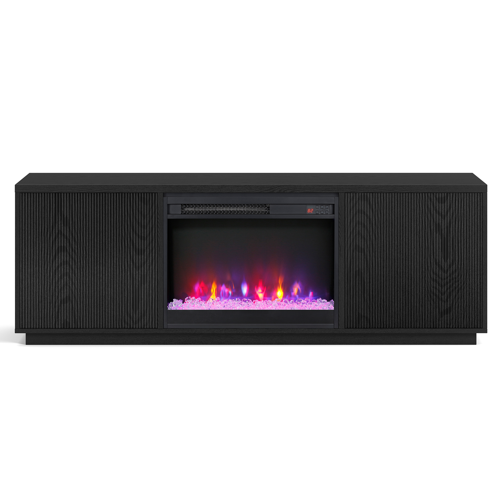 Hanson Rectangular TV Stand with 26" Crystal Fireplace for TV's up to 75" in Black Grain