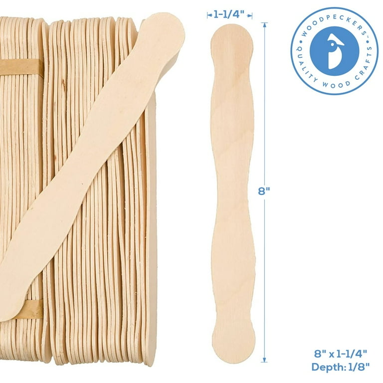 Jumbo Craft Sticks Bulk 200 Count Wooden, Wavy, 8-inch Large