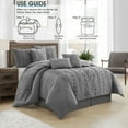 thumbnail image 6 of Lanco 7 Piece Grey Comforter Set, King Size Jacquard Bedding Set, All Season Geometric&Leaves Bedding Set, Matching Pillows , Shams , Bed Skirt, 6 of 7