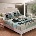 thumbnail image 4 of RV Camper Bed Sheets Queen,Camping Sheet Set Camping Decor,RV Travel Car Camping Fitted Sheet,Hand Drawn Wooden Grunge Vintage Bed Set Camping Accessories Teal Green Blue, 4 of 5